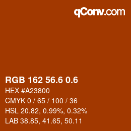 カラーコード: RGB 162 56.6 0.6 | qconv.com