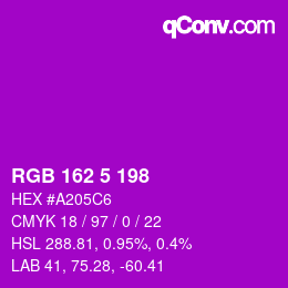 Color code: RGB 162 5 198 | qconv.com