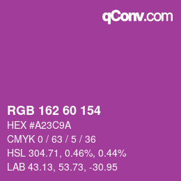 颜色代码: RGB 162 60 154 | qconv.com