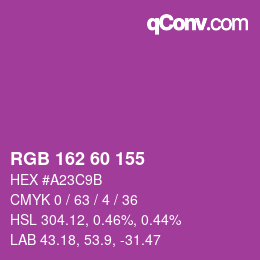 カラーコード: RGB 162 60 155 | qconv.com