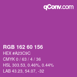 颜色代码: RGB 162 60 156 | qconv.com