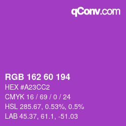 カラーコード: RGB 162 60 194 | qconv.com
