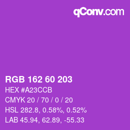 颜色代码: RGB 162 60 203 | qconv.com