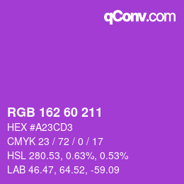 颜色代码: RGB 162 60 211 | qconv.com