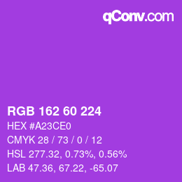 カラーコード: RGB 162 60 224 | qconv.com
