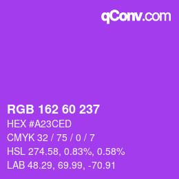 カラーコード: RGB 162 60 237 | qconv.com