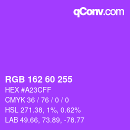 Color code: RGB 162 60 255 | qconv.com