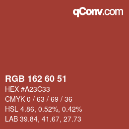 Color code: RGB 162 60 51 | qconv.com