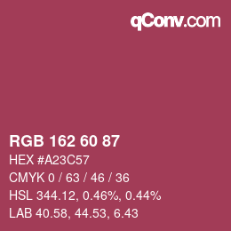 カラーコード: RGB 162 60 87 | qconv.com