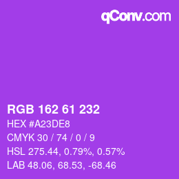 颜色代码: RGB 162 61 232 | qconv.com