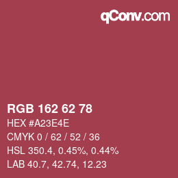 Farbcode: RGB 162 62 78 | qconv.com