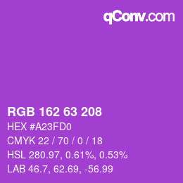 Color code: RGB 162 63 208 | qconv.com