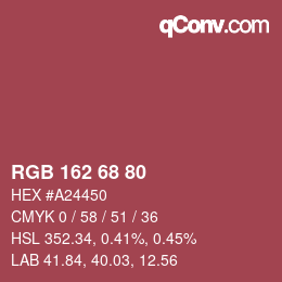 颜色代码: RGB 162 68 80 | qconv.com