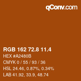カラーコード: RGB 162 72.8 11.4 | qconv.com
