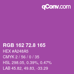カラーコード: RGB 162 72.8 165 | qconv.com