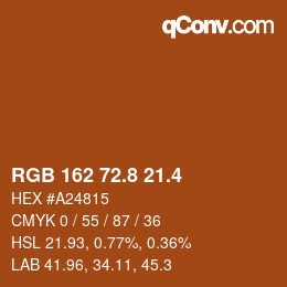 カラーコード: RGB 162 72.8 21.4 | qconv.com