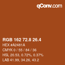カラーコード: RGB 162 72.8 26.4 | qconv.com
