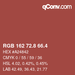 カラーコード: RGB 162 72.8 66.4 | qconv.com