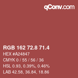 カラーコード: RGB 162 72.8 71.4 | qconv.com