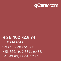 カラーコード: RGB 162 72.8 74 | qconv.com