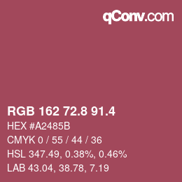 カラーコード: RGB 162 72.8 91.4 | qconv.com