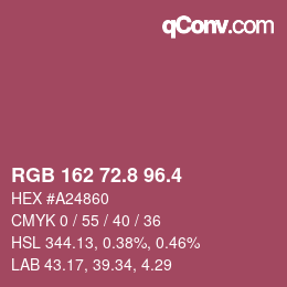 カラーコード: RGB 162 72.8 96.4 | qconv.com