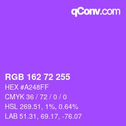 Color code: RGB 162 72 255 | qconv.com