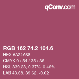 カラーコード: RGB 162 74.2 104.6 | qconv.com