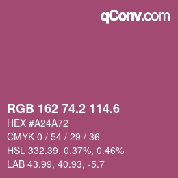 カラーコード: RGB 162 74.2 114.6 | qconv.com