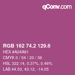 カラーコード: RGB 162 74.2 129.6 | qconv.com