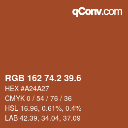 カラーコード: RGB 162 74.2 39.6 | qconv.com