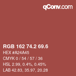 カラーコード: RGB 162 74.2 69.6 | qconv.com