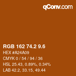 カラーコード: RGB 162 74.2 9.6 | qconv.com