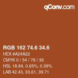 カラーコード: RGB 162 74.6 34.6 | qconv.com
