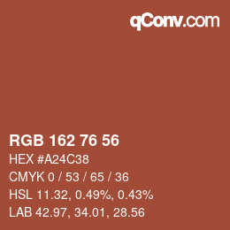 Color code: RGB 162 76 56 | qconv.com