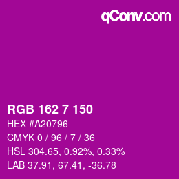 Color code: RGB 162 7 150 | qconv.com