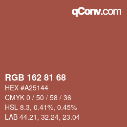Farbcode: RGB 162 81 68 | qconv.com