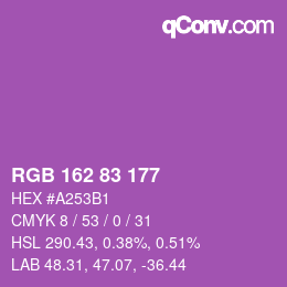 カラーコード: RGB 162 83 177 | qconv.com