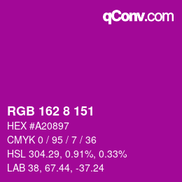 カラーコード: RGB 162 8 151 | qconv.com