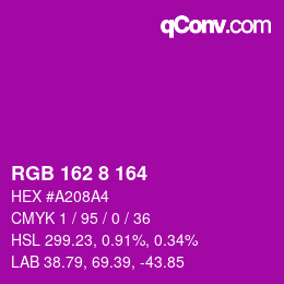 Color code: RGB 162 8 164 | qconv.com