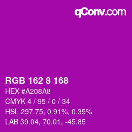 カラーコード: RGB 162 8 168 | qconv.com