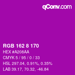 カラーコード: RGB 162 8 170 | qconv.com