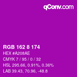 颜色代码: RGB 162 8 174 | qconv.com