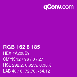 Color code: RGB 162 8 185 | qconv.com