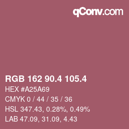 カラーコード: RGB 162 90.4 105.4 | qconv.com