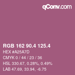 カラーコード: RGB 162 90.4 125.4 | qconv.com