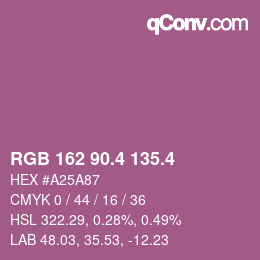 カラーコード: RGB 162 90.4 135.4 | qconv.com