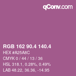 カラーコード: RGB 162 90.4 140.4 | qconv.com