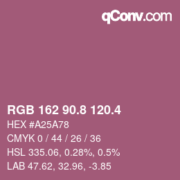 カラーコード: RGB 162 90.8 120.4 | qconv.com