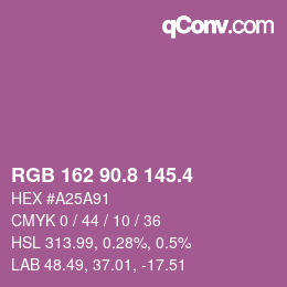 カラーコード: RGB 162 90.8 145.4 | qconv.com